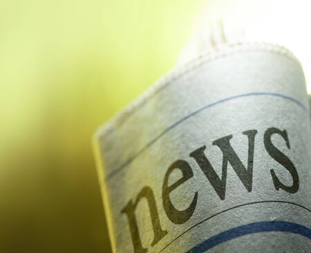 Newspaper headlines roll shown daily newspapersの写真素材