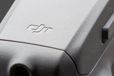 Rear side of the drone Mavic air 2 with the logo and lettering. Belgorod , Russia - NOV 17, 2020:のeditorial素材