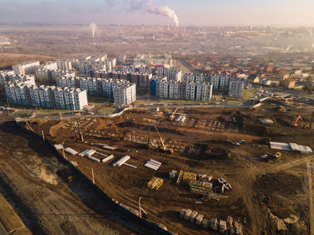 Aerial High building under construction site.の写真素材