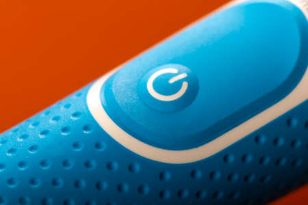 Power Button on blue modern equipmentの写真素材