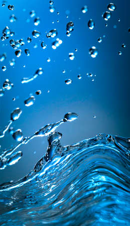abstract water splash on blue background.