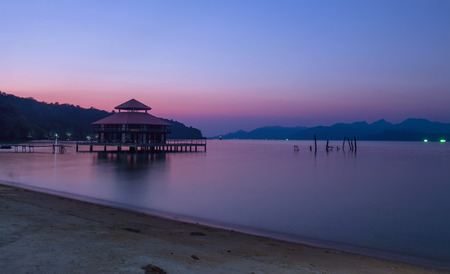 Twilight sky after night sunrise and landscape seaside. sea and sky colour.の写真素材