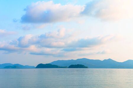 Morning sky and sea from the island in Gulf of Thailand for abstract backgroundの写真素材