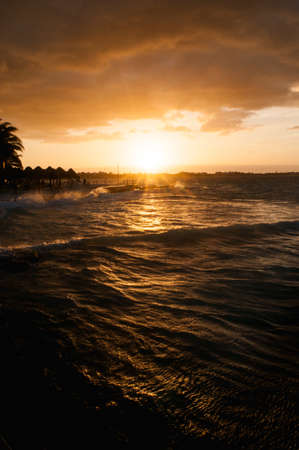 amazing dusk in the beachの写真素材
