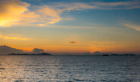 Beautiful evening sunset over the sea at Koh Samui, Thailand.の写真素材