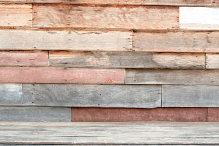 Old wood texture and background in vintage tone mix color. Plank grunge and painted wooden wall retro background.の写真素材
