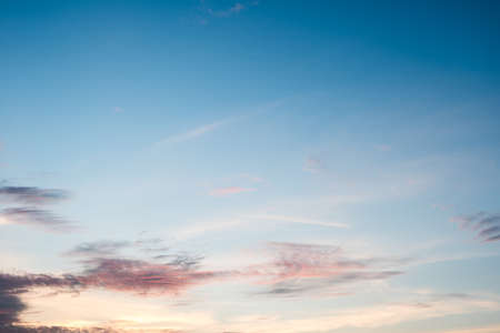 Colorful of evening sky during sunset, Dramatic twilight sky with clouds use for sky background.の写真素材