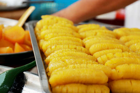 Thai dessert banana in syrup, sweet, delicious, famous in Thailandの写真素材