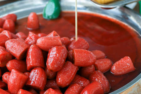 Thai dessert banana in syrup, sweet, delicious, famous in Thailandの写真素材