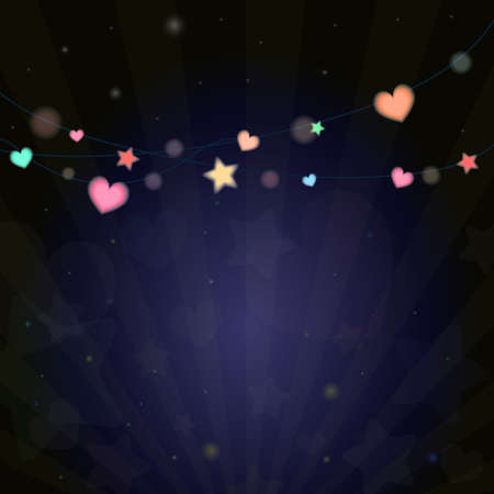 colorful vivid lantern bokeh light in festival nightのイラスト素材