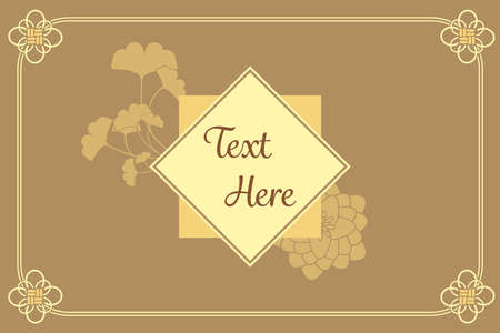 vintage elegant golden Japanese and Chinese invitation charm card templateのイラスト素材