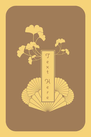 vintage elegant golden Japanese and Chinese invitation card templateのイラスト素材