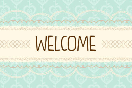 cute pastel mint and yellow with laces welcome background banner templateのイラスト素材