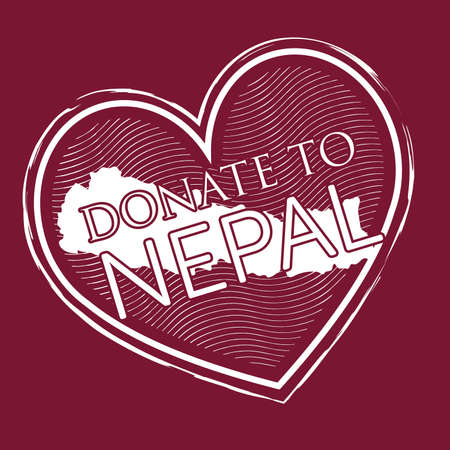 heart shape donate to nepal banner stamp style on deep red backgroundのイラスト素材