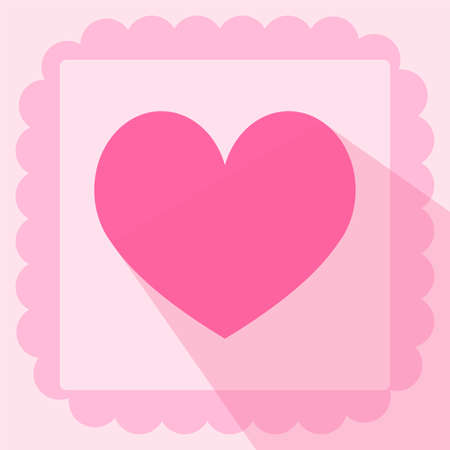heart shape flat icon on pink backgroundのイラスト素材