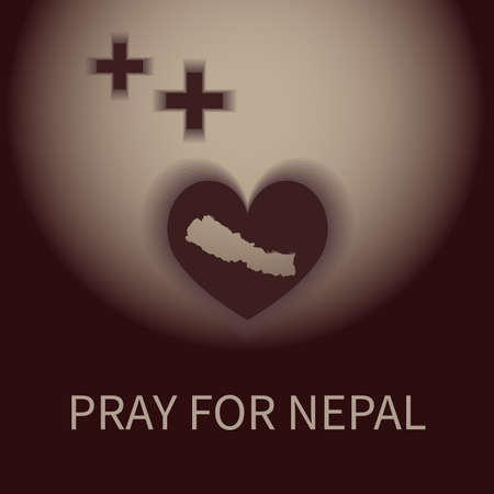 heart shape and plus shadow pray for nepal bannerのイラスト素材