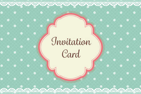 cute teal polka dot with lace elegant background invitation card templateのイラスト素材