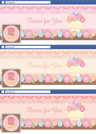 cute pastel face book page cover banner and background background template setのイラスト素材