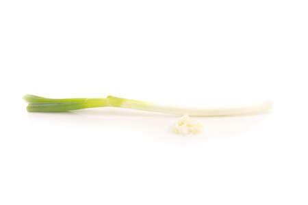 Green Japanese Bunching Onion on White Background.の写真素材