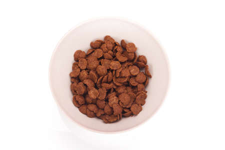 chocolate cereals isolated on white background.