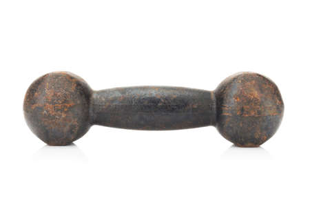 old dumbbell. rust. isolated on white background.の写真素材