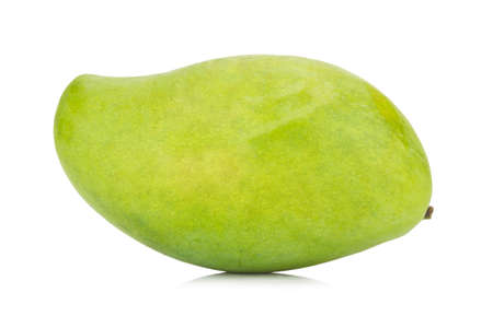 Green mango isolated on a white background.の写真素材