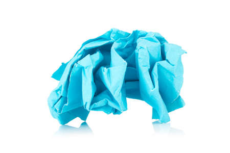 orange colored paper ball isolated on white background.の写真素材