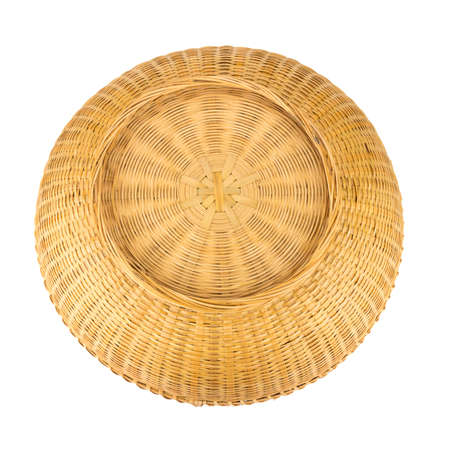 wicker baskets. inverted. isolated on white background.の写真素材