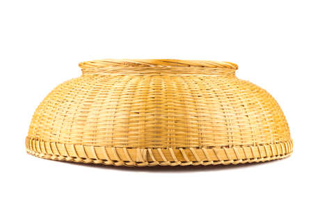 wicker baskets. inverted. isolated on white background.の写真素材