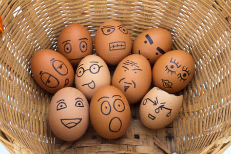egg face in basket. orphaned. dumped.の写真素材