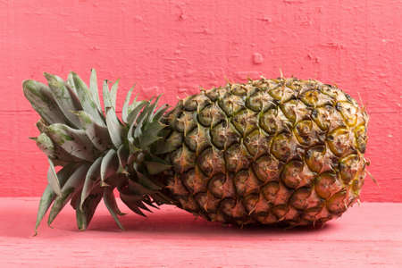 pineapple on pink wood.の写真素材