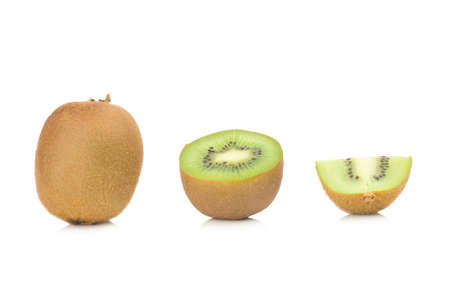 kiwi fruit half sliced isolated on white background.の写真素材