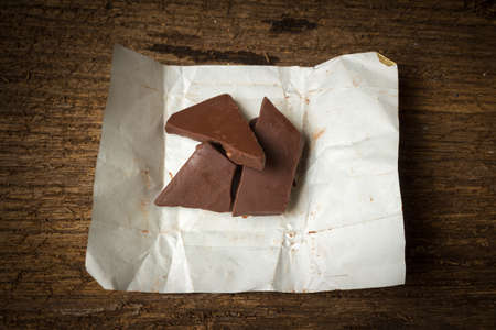 chocolate on wood. morning.
