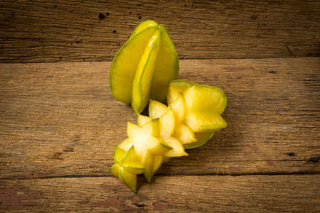 star apple. on old wood.の写真素材