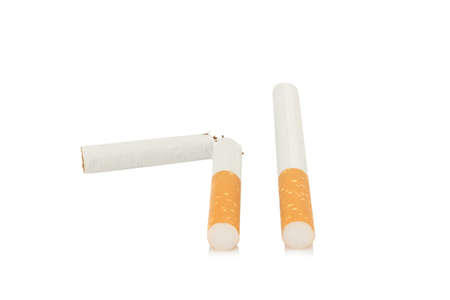 cigarette cut and cigarette full isolated on white background.