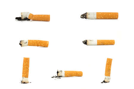 cigarette butte isolated on white background.の写真素材