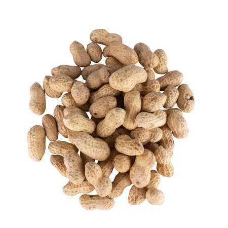 peanuts pile single  isolated  on white background.