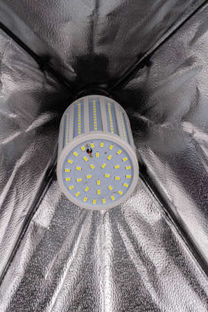 broken studio lamp isolated on white background.の写真素材