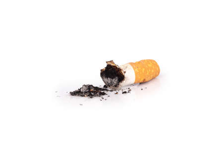 cigarette butts isolated on white background.