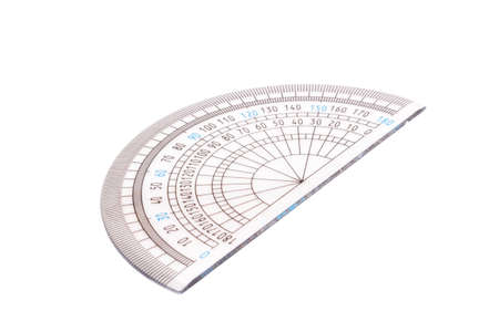 half circle ruler isolated on white background.