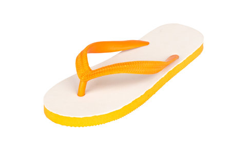 sandals  flip flops color orange isolated on white background.の写真素材