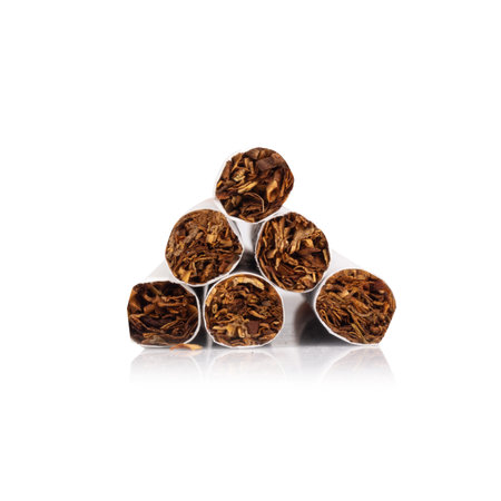 pile cigarette isolated on white background.の写真素材