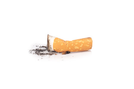 cigarette butts isolated on white background.の写真素材