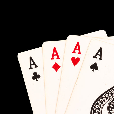 card gambling A one four isolated on white background.