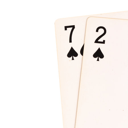 card gambling 9 baccarat 7 2 spade points isolated on white background.
