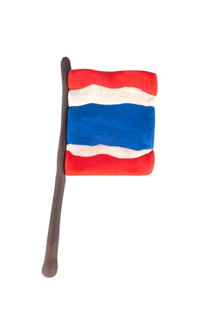 thailand flag plasticine isolated on white background.の写真素材