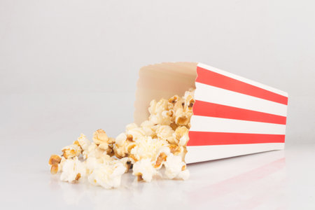 Popcorn box isolated on white background.の写真素材