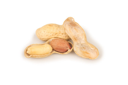 Peanuts isolated on white background.