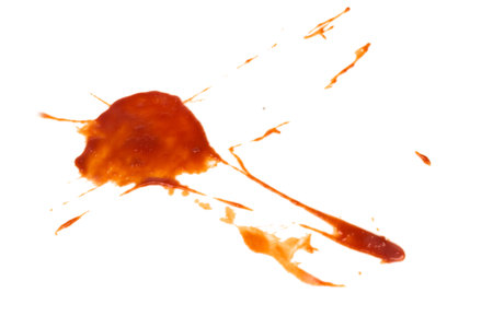 Red tomato sauce stains and smears.の写真素材