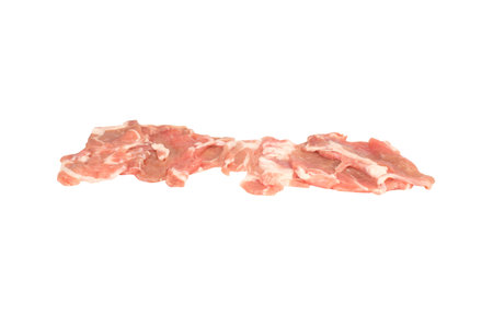 Sliced ââpork shoulder with skin fresh slice isolated on white background.の写真素材